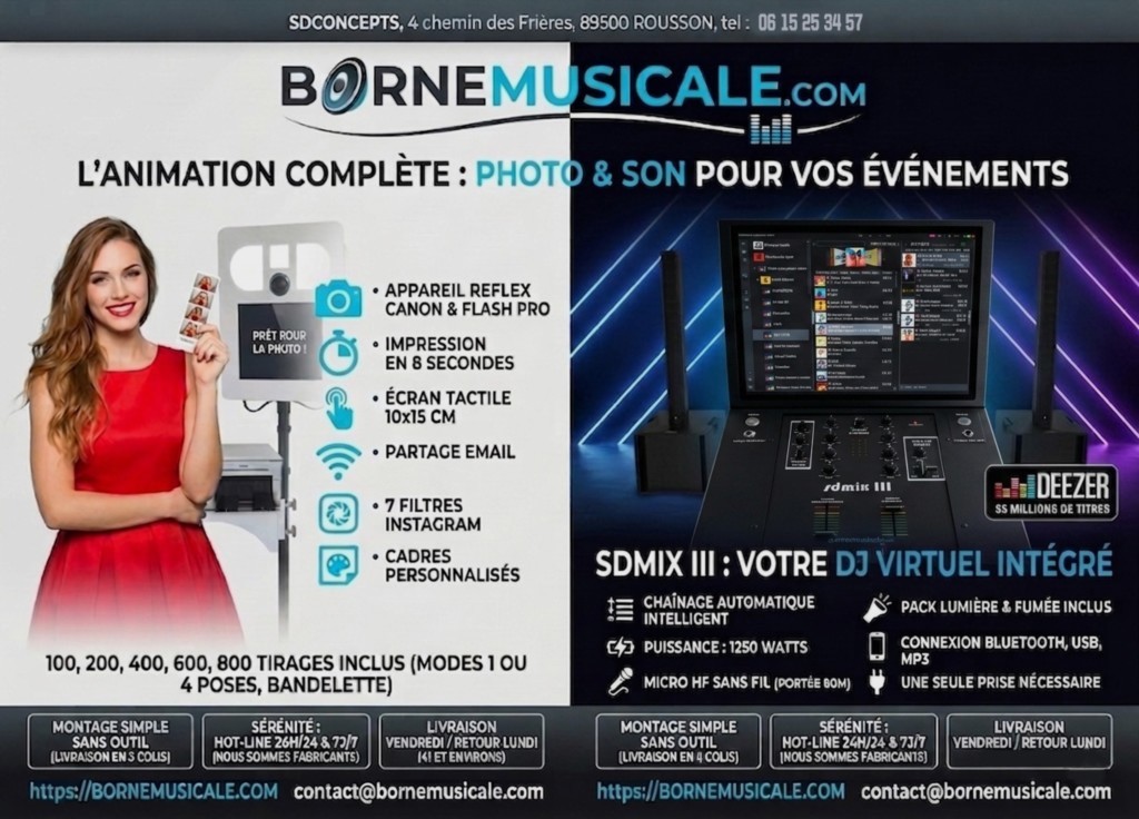 Borne a selfie tarifs 2026 