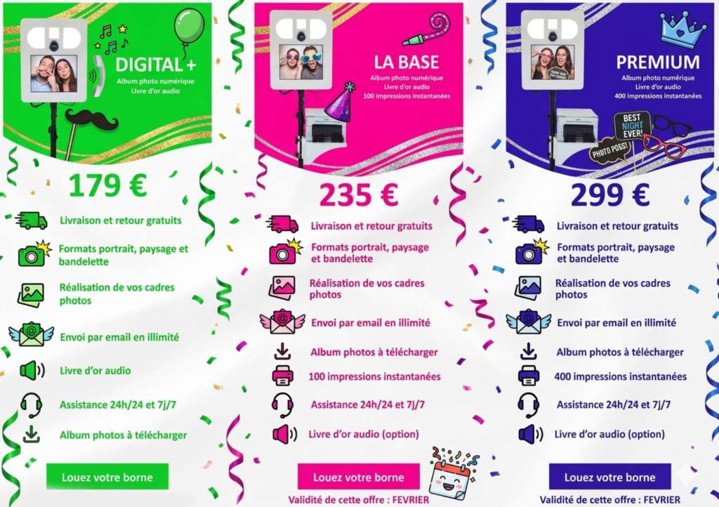 Location photobooth tarifs 2026