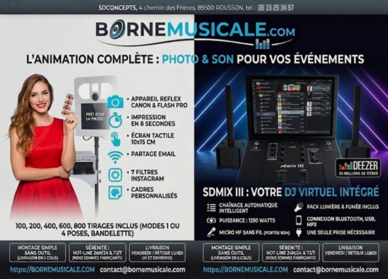 Borne a selfie tarifs 2026 